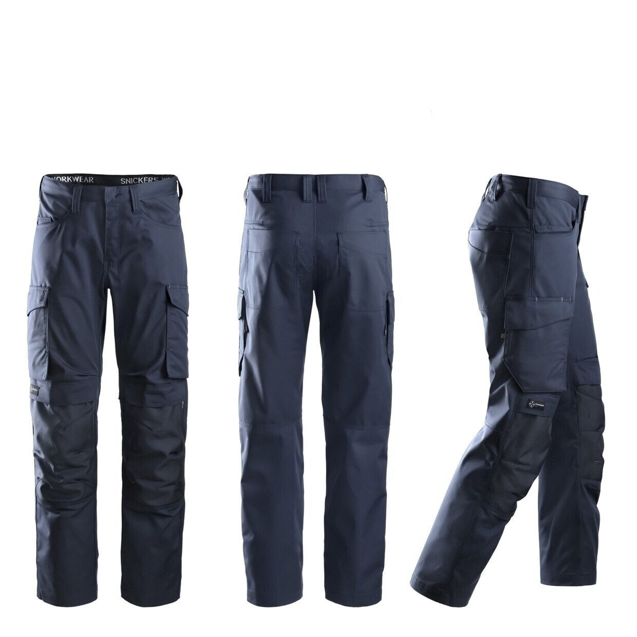 Snickers arbetsbyxor 6801 9595 096 service line knäskydd marinblå size 096 Silver