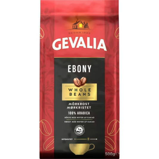 Gevalia Ebony Mörkrost Hela Bönor - Dark Roasted whole Coffee Beans 500g