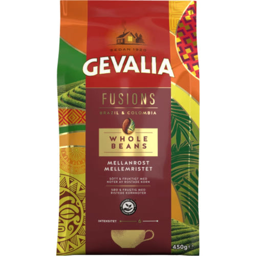 Gevalia Fusion Brazil&colombia Kaffe Hela Bönor - Whole Coffee Beans 450g