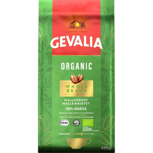 Gevalia Mellanrost Hela Bönor - Organic Medium Roasted Whole Coffee Beans 450g