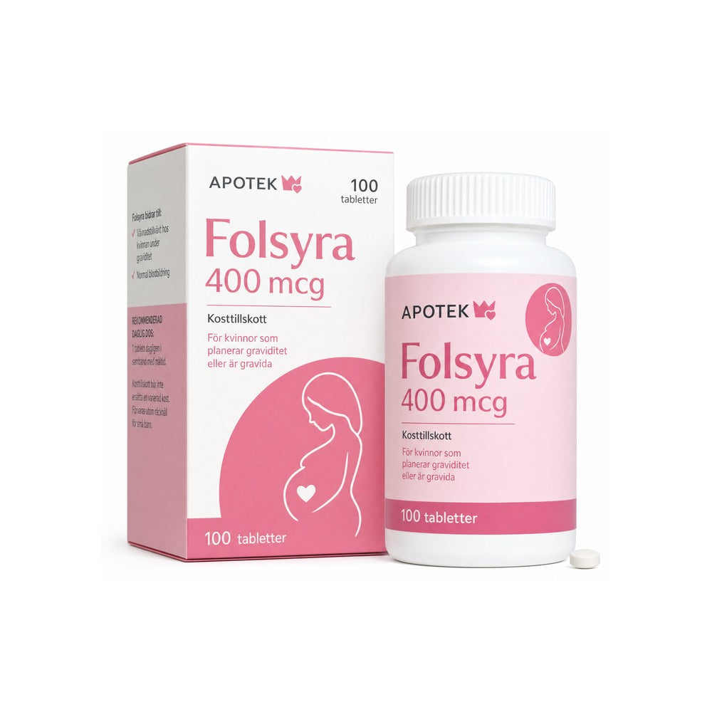 Folsyra 400 mcg – 100 Tabletter